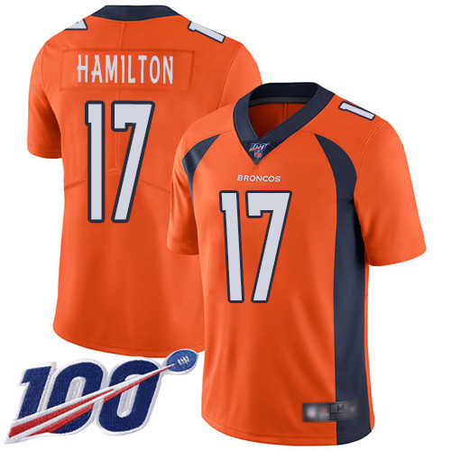 Men Denver Broncos #17 DaeSean Hamilton Orange Team Color Vapor Untouchable Limited Player 100th Season Football NFL Jersey